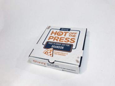 Pizza box marketing campaign by Divvy