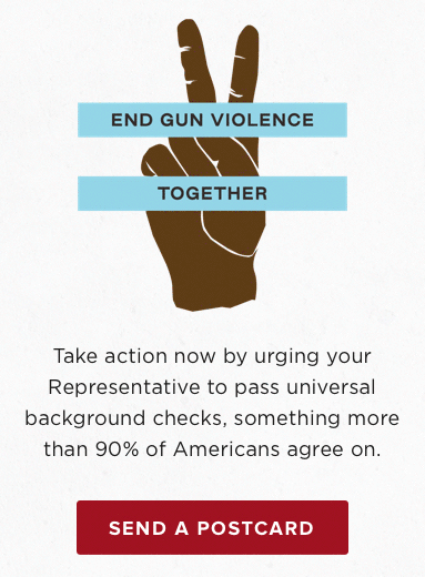 TOMS Shoes uses postcards to market a campaign against gun violence