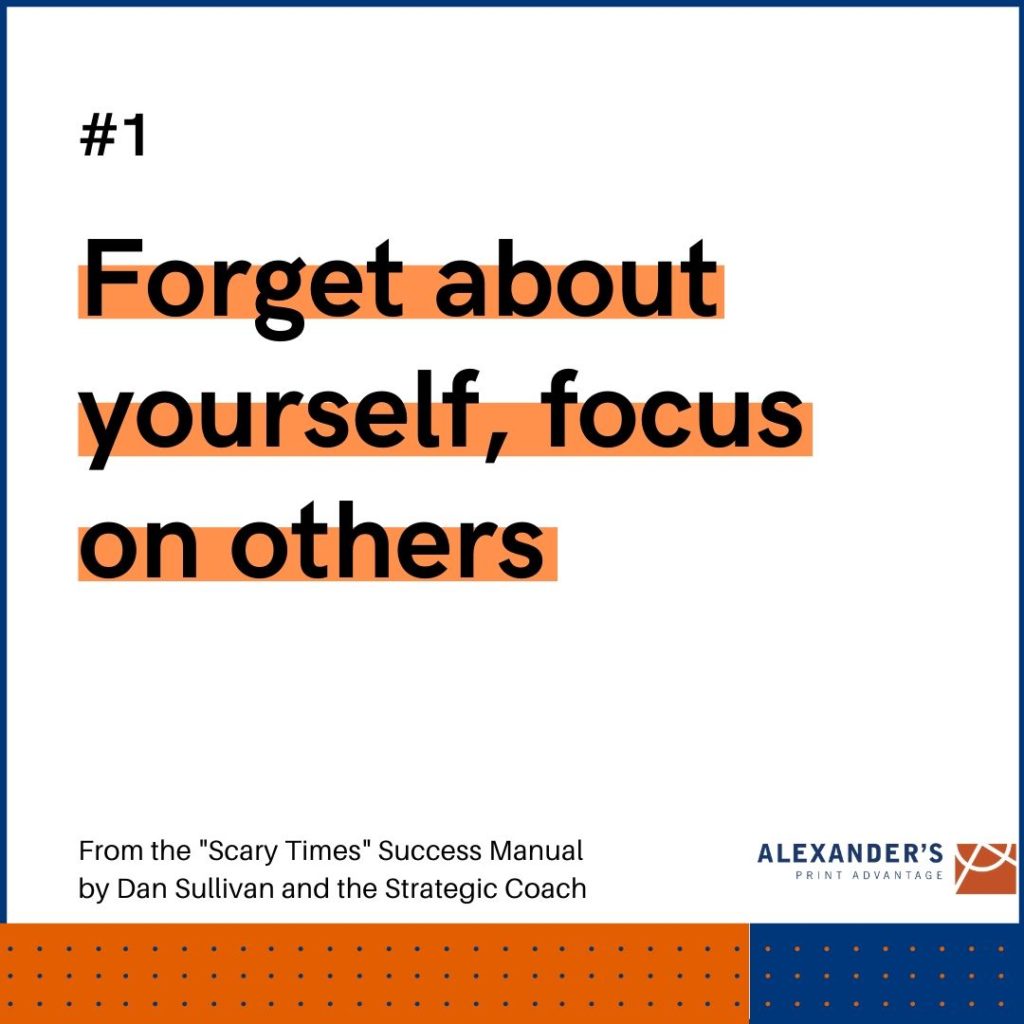 Strategies for success amid COVID-19: Forgest about yourself, focus on others - graphic